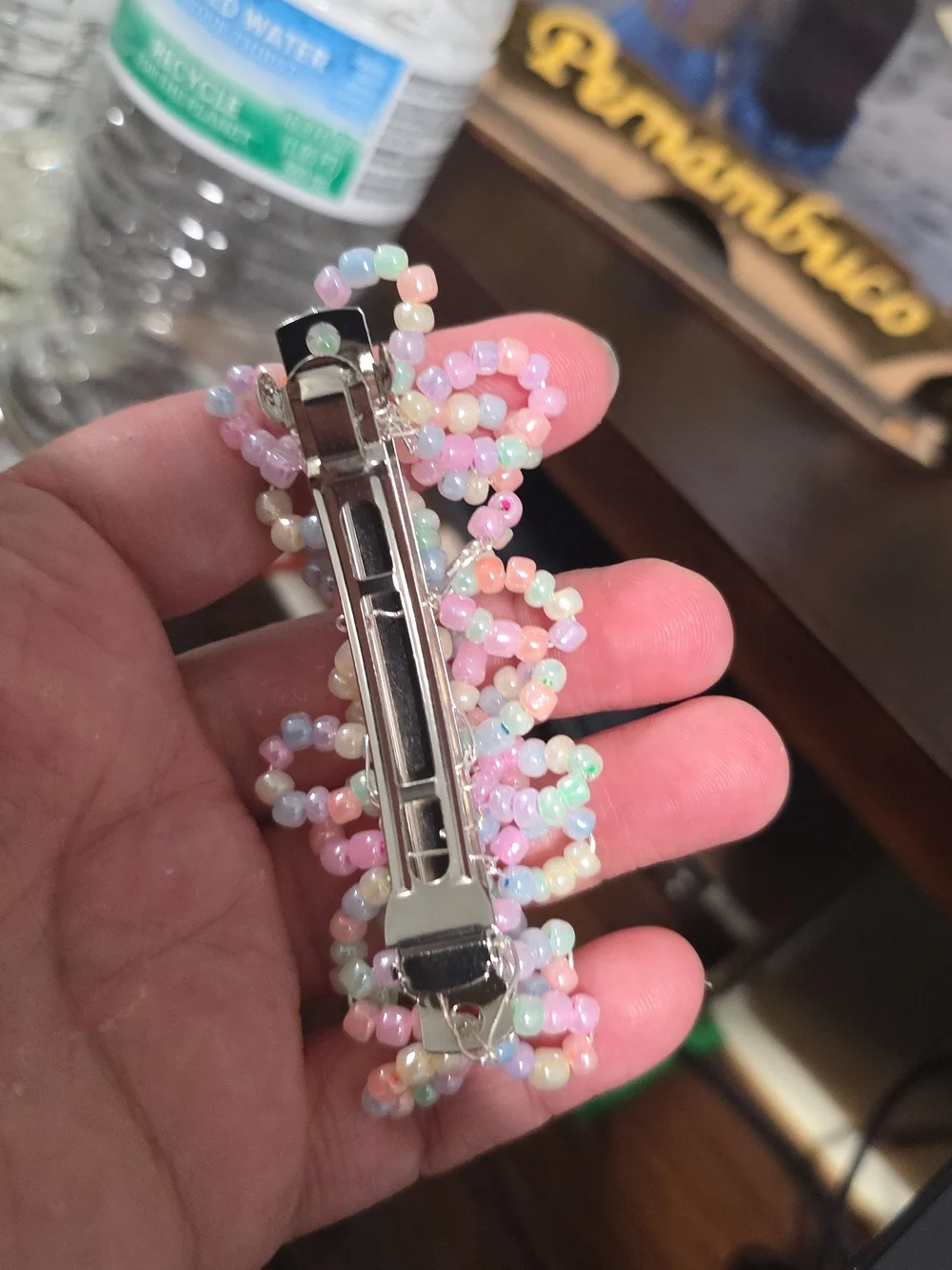 Hand Made Pastel Beaded Hair Clip - Multicolor